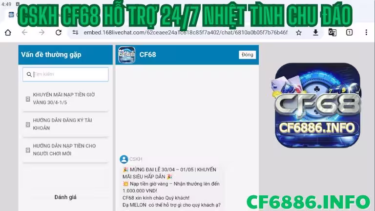 Cskh cf68 hỗ trợ nhiệt tình